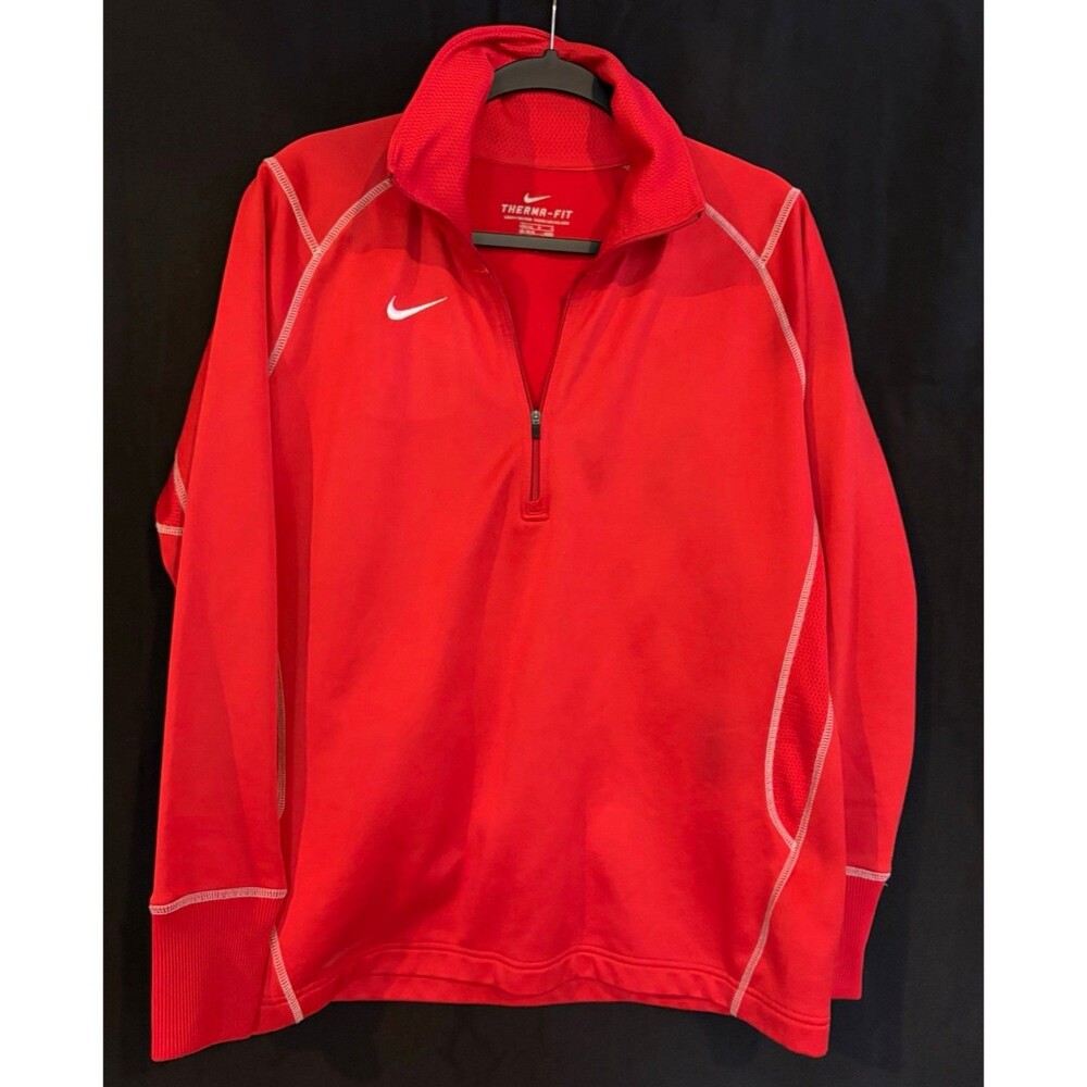 Nike Therma-FIT Men's Red 1/4 Zip Long Sleeve Mock Neck Pullover Size L - Picture 1 of 3